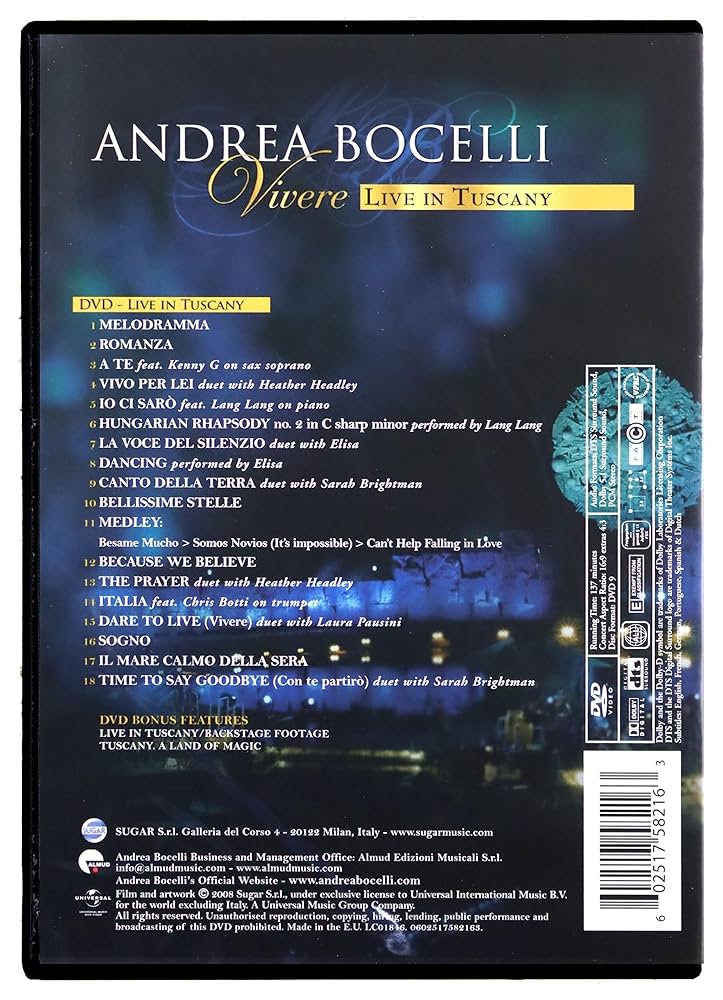 Amazon.co.jp: Andrea Bocelli: Vivere: Live in Tuscany [DVD